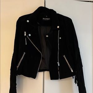 Black suede fringe jacket